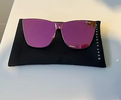 Quay Come Thru Cat Eye Sunglasses Hot Pink Mirrored Uv Protection Rimless • $90