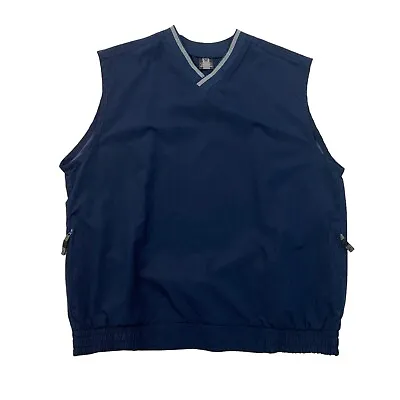 Nike Golf Vest Mens L Large Navy V Neck Sleeveless Zip Pockets Water Resistant • $21.20