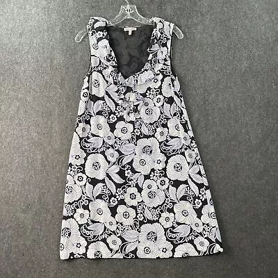 Juicy Couture Dress Women’s 0 White Blue Floral Vanity Scroll Silk Sleeveless • $19.99