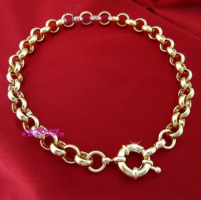 $30 • Buy Women Girl Real Solid 9k Yellow Gold GF Bracelet Bangle Belcher Chain Ring Clasp