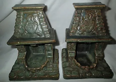 Antique X Rare Usa Mission Fulper Arts & Crafts Pottery Home Fireplace Bookends • $1850