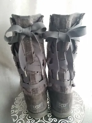 UGG Heirloom Lace Up Boots For Women Gray Worn Couple Of Times Size 7 • $68