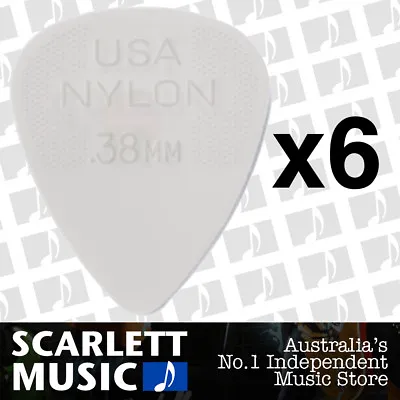 6 X Jim Dunlop Nylon Standard Greys .38mm Gauge Guitar Picks Plectrums 0.38 Grey • $6.95