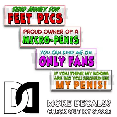 Set Of 4 Prank Magnetic OR Bumper Sticker Funny Hilarious Send Money FEET PICS • $9.99