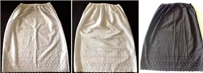 New Ladies Polycotton Broderie Anglais Petticoat Under Skirt Half Slip 27  Long • £10