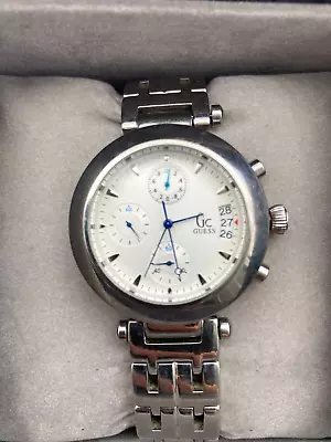 Guess Mens Chronograph Date 100 MT WR Bracelet Watch & Box GC7000 • £39