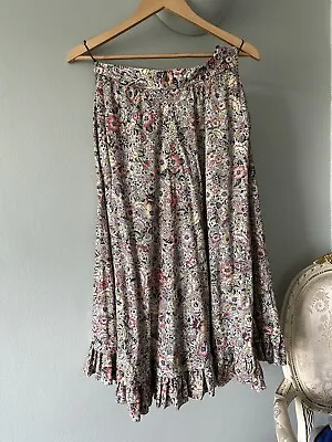 £24.99 • Buy JAEGER Vintage Skirt Multi Print Size 10-12 Pockets Fit And Flare