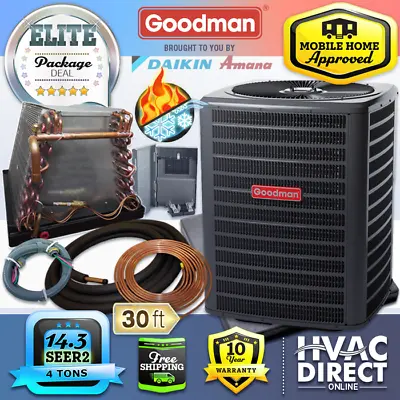 4 Ton Goodman AC Heat Pump & Mobile Home Coil Central Air System Install Kit • $3810
