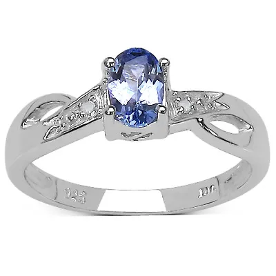£29.99 • Buy Sterling Silver Oval Tanzanite & Diamond Engagement Ring Size Hijklmnopqrsuv