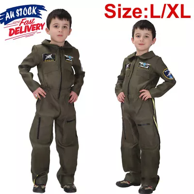 Air Force Fighter Outfit Costume Dress Fancy Aviator Jet Pilot Uniform Boys Kids • $28.95