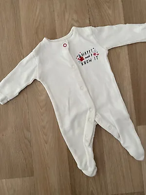 Baby Girl TINY BABY Primark 5lb 2.3kg Babygrow Sleepsuit Bright White • £2