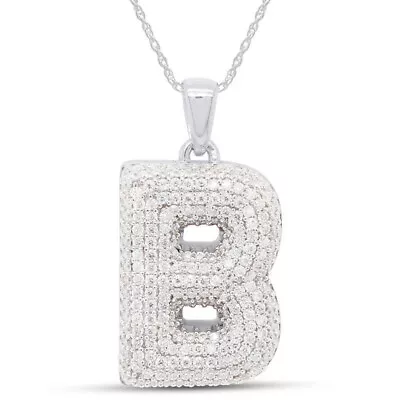 1.31ct Lab Created Moissanite B Initial Pendant Necklace In 925 Sterling Silver • $179.57