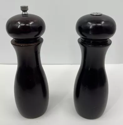 Vintage Olde Thompson Wood Salt And Pepper Grinder Mill Shaker Set 7.5” • $12