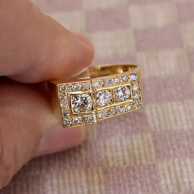 MEN'S ESTATE YELLOW GOLD CUSTOM HAND MADE 1.25ct NATURAL DIAMOND RING (size 9.5) • $1995