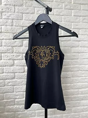 Versace Embellished Vintage Logo Black Tank Top Women's Size S • $12