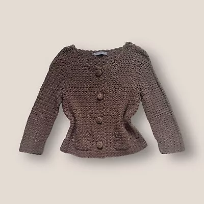 🏰🥀 Vintage Y2k Goblincore ~ Cottage Crochet Button Up Sweater Medium • $35