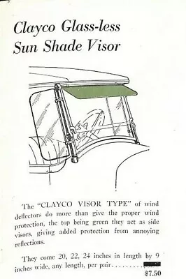 Clayco Glass Lees Tonneau Shields Wind Deflectors Sun Visor Vintage Brochure • $30