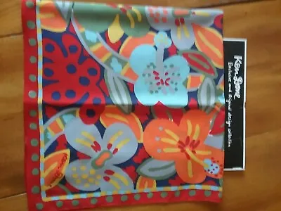 £25.95 • Buy Ken Done Australia, Vintage Polyester  24  Square Stylized Flowers Orange Tones