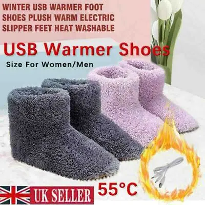 £9.35 • Buy Electric USB Warmer Foot Shoe Plush Slipper Feet Heat Washable Sock Shoes Unisex