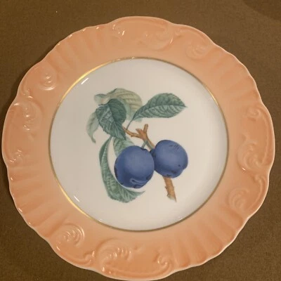 $15 • Buy Mottahedeh Summer Fruit Salad Dessert Plate  Plums  VA Portugal