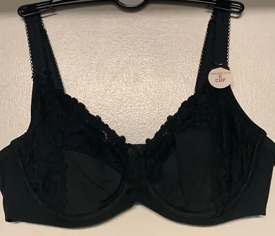 New Ex M&S Cool Comfort Cotton Rich Non Padded Underwired Full Cup Bra Black • £9.99