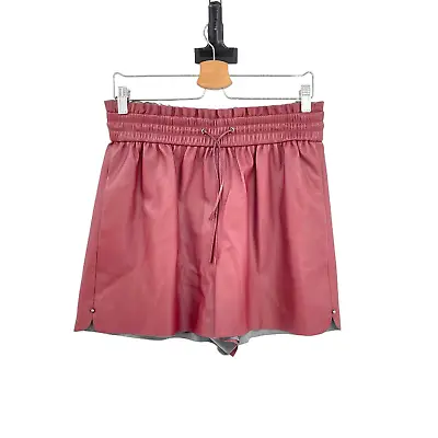 $40.79 • Buy Zara Faux Leather Drawstring Burgundy Shorts Size Large