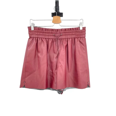 $40.79 • Buy Zara Faux Leather Drawstring Burgundy Shorts Size Large