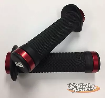 ODI Ruffian Lock-on ATV Grips (130mm) - BLACK/RED- Thumb Throttle - Made In USA • $28.95