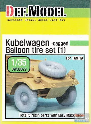 DEFDW30029 1:35 DEF Model Kubelwagen Balloon Sagged Wheel Set #1 (TAM Kit) • $20.39