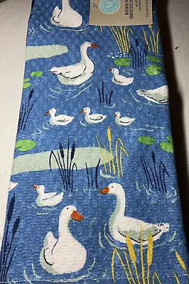 Martha Stewart Kitchen Towels (3) Ducks Blue Green White 100% Cotton Nwt • $19.99