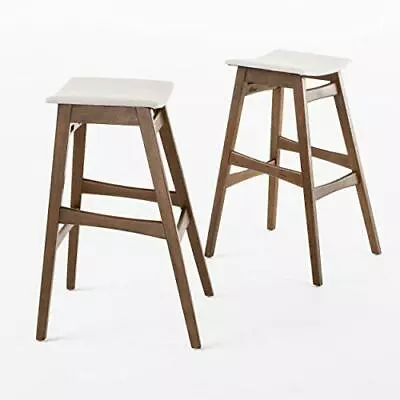 Coaster Modern Mid Century Wooded Bar Stools (Light Beige Color Seats) Set Of 2 • $395