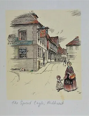 OLD VINTAGE PRINT By CECIL ALDIN SPREAD EAGLE MIDHURST SUSSEX 1921 COACHING INN  • £16.99