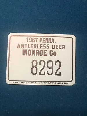 1967 PA Pennsylvania Antlerless Deer Hunting License County Monroe • $20