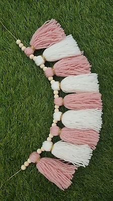 £8.99 • Buy Macrame Blush Pink And Gold Tassel Bunting Garland Nursery Baby Shower Party