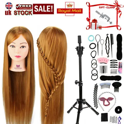 30'' Training Head Salon Hairdressing Practice Styling Mannequin Doll & Clamp UK • £14.99