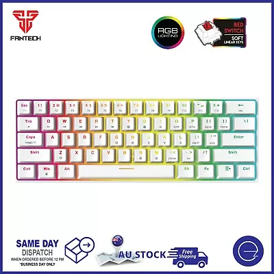 $69 • Buy Gaming PC Keyboard Hot-Swap RGB Backlit 60% Compact Mechanical MAXFIT61 White