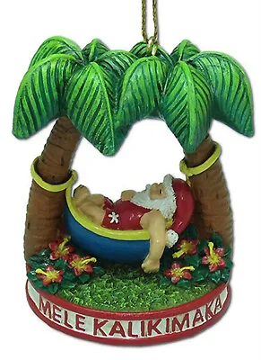 Hawaiian Christmas Ornaments Santa Hammock Relax Palm Trees Poly Resin Hawaii N • $9.99