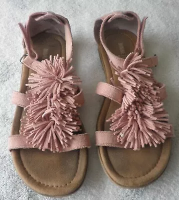 Minnetonka Pink Fringe Sandals With Ankle Strap- Size 4 • $4.50