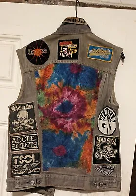 Vintage Levis Jacket  Blue Punk Rock Denim Vest Medium Adolescents Misfits TSOL • $200