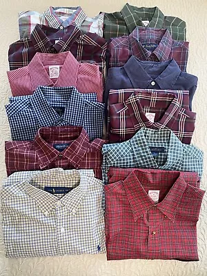 Brooks Brothers Shirts Men’s Medium Lot Of 12 Cotton Striped Plaid Check RL Polo • $120