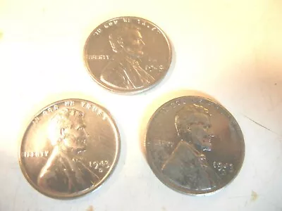 1943 P D S Lincoln Steel Wheat Cent Pennies Set Of 3 Coins  • $5.94