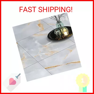 FunStick Marble Peel And Stick Floor Tile For Bathroom 12 X 12 Inch Grey Gold Ad • $18.98