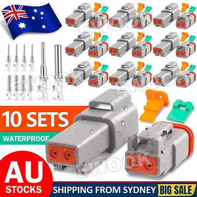 10 PCS Waterproof Deutsch DT 2 Way Pin Male Female Kit Electrical Connector Plug • $13.95