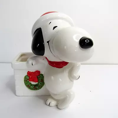 Vintage Snoopy Square Christmas Planter 1966 Schulz United Feature Syndicate • $38