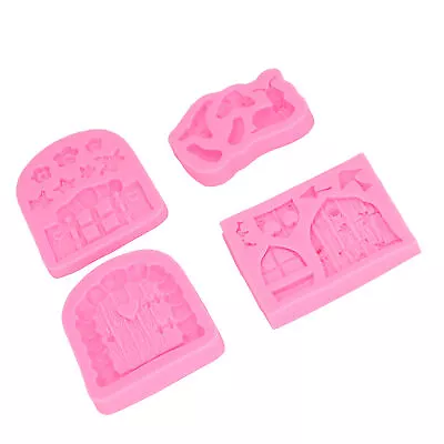 4PCS Vintage Fairy Garden Silicone Mold Door Mushroom Flower MA • £14.90