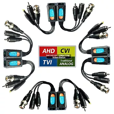 8MP Passive Video Audio Balun Transceivers Cat5 RJ45 UTP Power Audio Video • $28.95