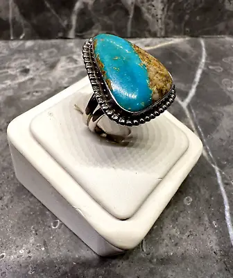 Vintage Native American Turquoise 925 Silver Ring Size 7-8 • $75