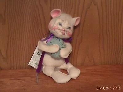 Vintage Annalee Kitty Cat Sitting Playing With A Blue Ball Of Yarn With Tags • $14.95