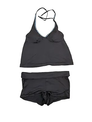 Old Navy Maternity LARGE Two Piece Tankini Swim Suit Brown W. Opal Detailing • $19.18