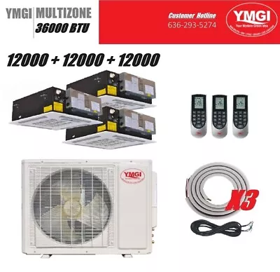 YMGI 36000 BTU 21 Seer 3 Zone Ductless Mini Split Air Conditioner Heat Pump PO7 • $4586